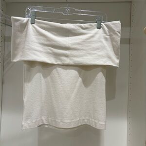 Club Monaco White Textured foldover elegant off the shoulder top